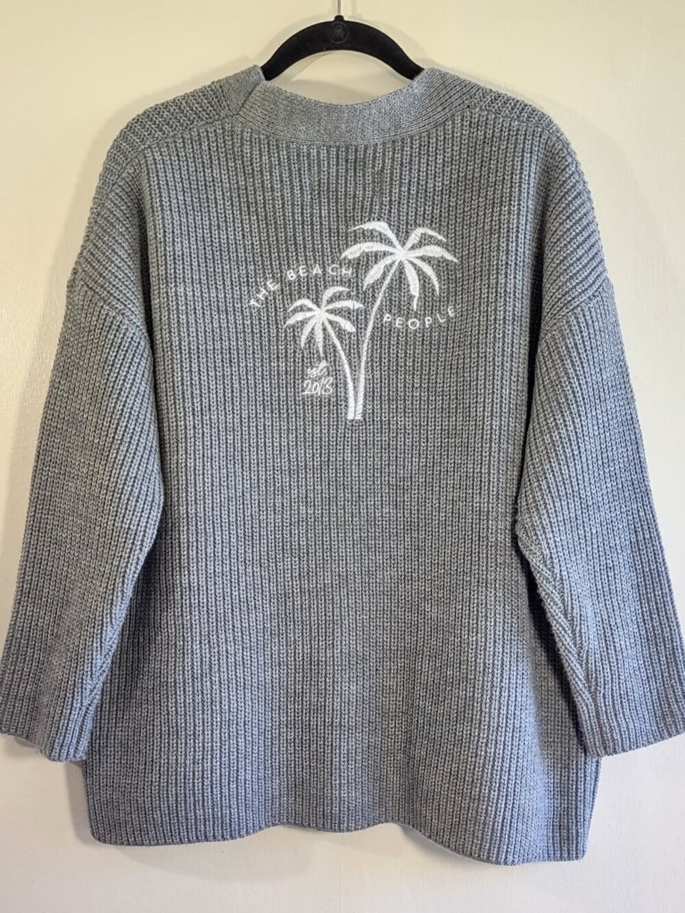 The Beach People Cardigan Sweater Palm Trees Small/XS Tropical Coastal Boho Cozy - Picture 3 of 9